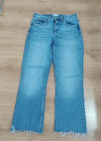 Zara Mavi Regular Fit Midi Denim Kadın Jean - Görsel 2