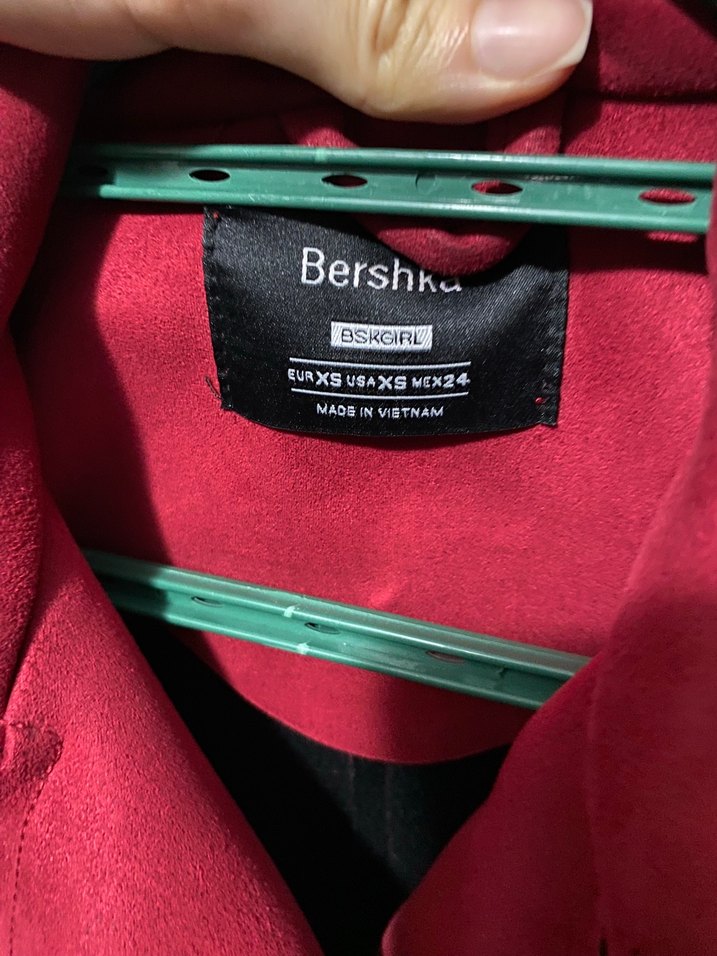 Bershka Kırmızı Bordo Süet Biker Ceket — görsel 3/4