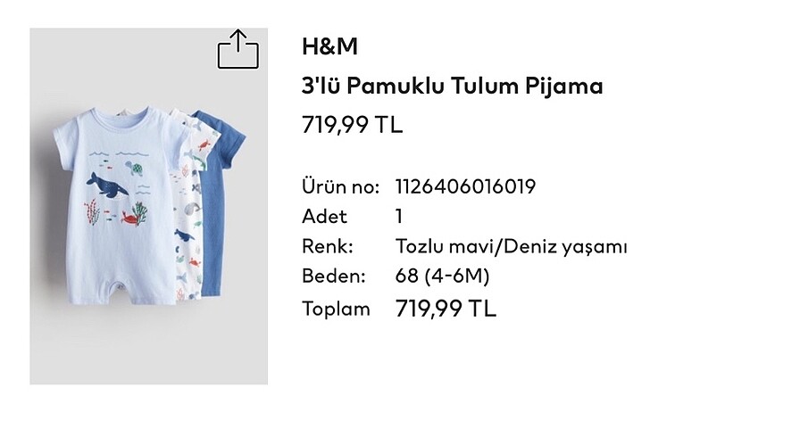 3-6 Ay Beden çeşitli Renk HM Şort Tulum 4-6 ay