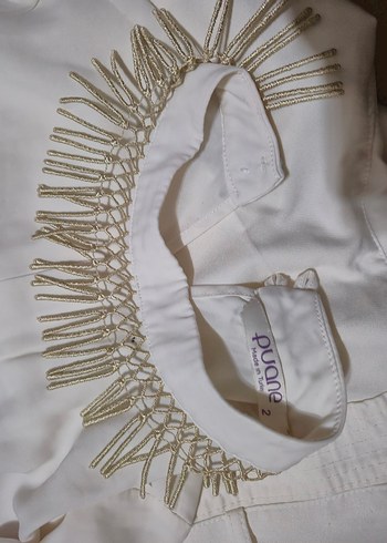 Beyaz Uzun Kadın Kumaş Pantolon ve tunik - Görsel 3