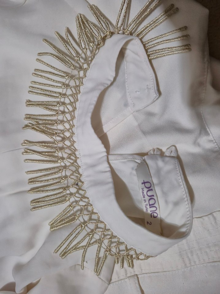 Beyaz Uzun Kadın Kumaş Pantolon ve tunik - Görsel 3