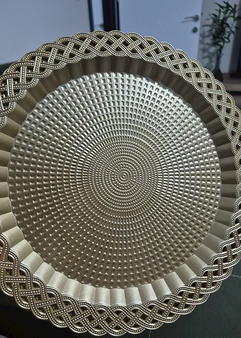 kahve sunum tepsisi gold plastik 4'lü - Görsel 2