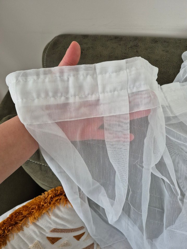 Beyaz Bohem Tarzı Düz Tül Perde 200/250 - Görsel 2