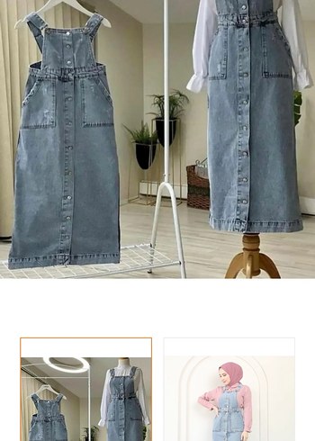 Kadın Denim Uzun Askılı Tulum