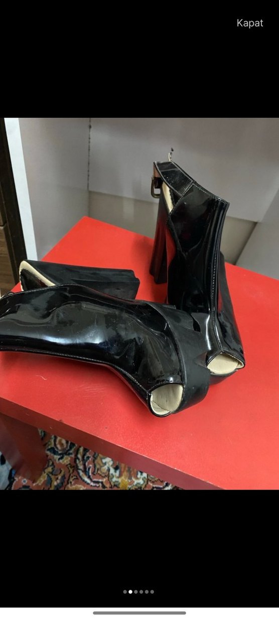 Siyah Gotik Platform Topuklu Ayakkabı - Görsel 4