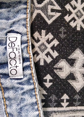 Defacto Siyah Beyaz Desenli Denim Pantolon