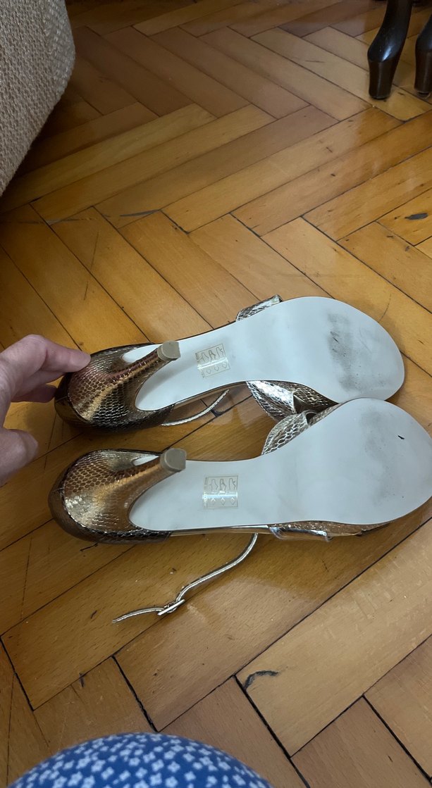 Bej Yılan Desenli Platform Topuklu Kadın Ayakkabı - Görsel 3