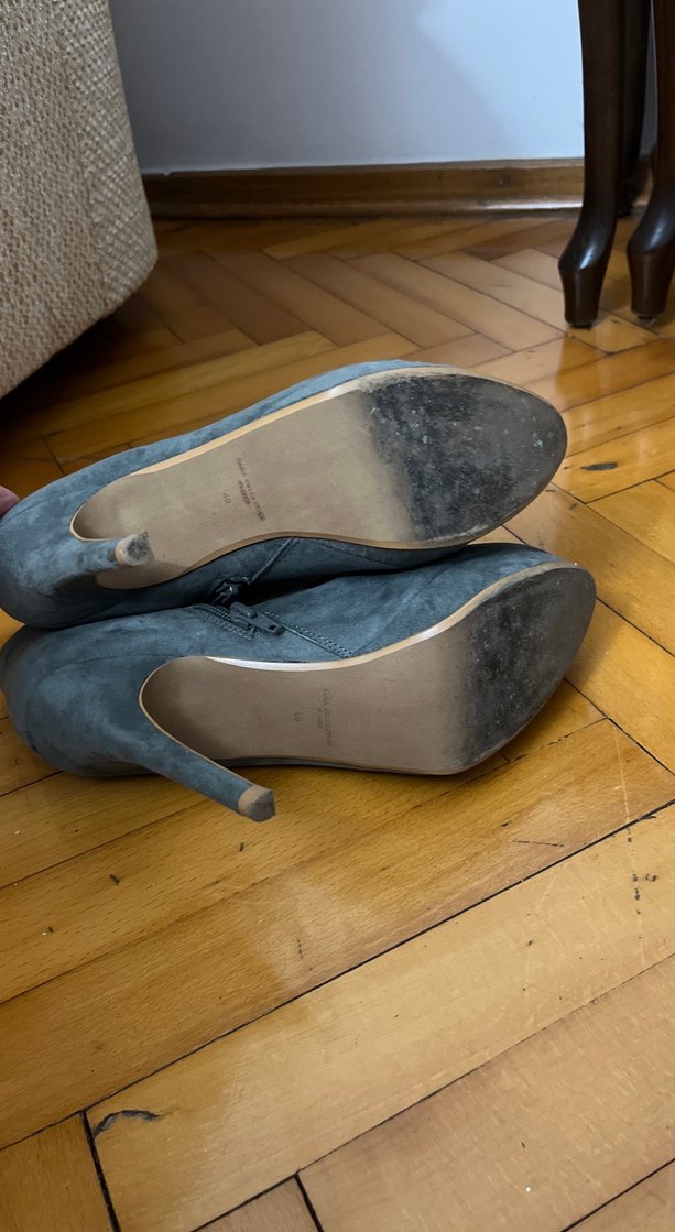 Gri Süet Kadın Topuklu Bot - Görsel 3