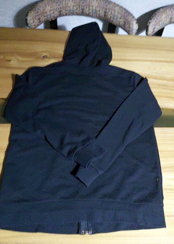 13-14 Yaş Beden Siyah kapşonlu fermuarlı sweatshirt