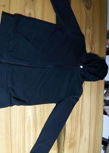 LC Waikiki Siyah kapşonlu fermuarlı sweatshirt