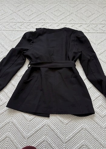 m Beden Siyah Kuşaklı Kadın Blazer Ceket