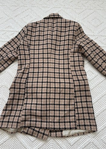 m Beden Düğmeli Kahverengi Ekose Midi Kadın Blazer