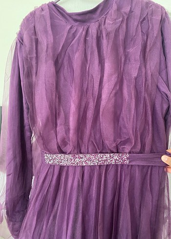 Mor Drapeli Uzun Abiye Elbise - Görsel 2