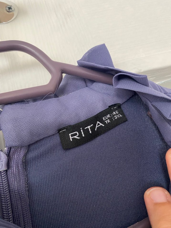 Lila Uzun Kollu Piliseli Kadın Elbise - Görsel 3