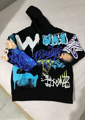 Sokak Stili Baskılı Kapüşonlu Mini Sweatshirt