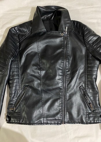 Koton Siyah Deri Biker Ceket