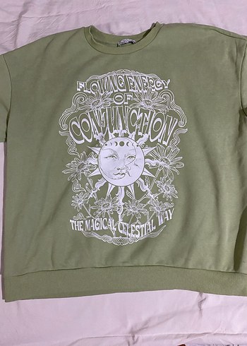 Yeşil Baskılı Kadın Sweatshirt