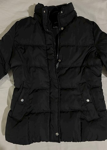 Bershka Düğmeli Siyah Kadın Kışlık Mont