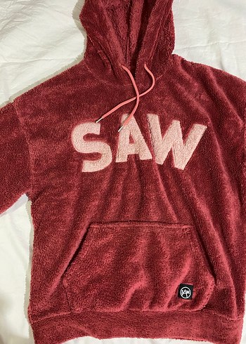 Kırmızı Kapüşonlu Erkek Triko Sweatshirt