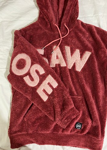 l Beden Kırmızı Kapüşonlu Erkek Triko Sweatshirt