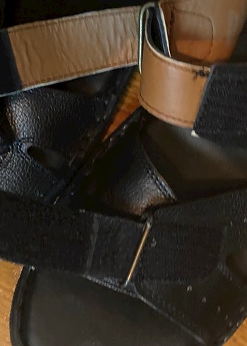 Erkek Siyah Deri Tokalı Sandalet - Görsel 7