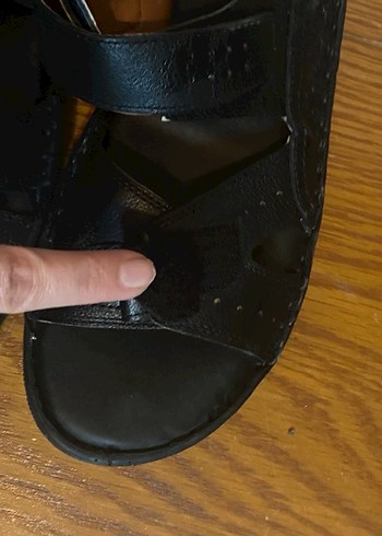 Erkek Siyah Deri Tokalı Sandalet - Görsel 4