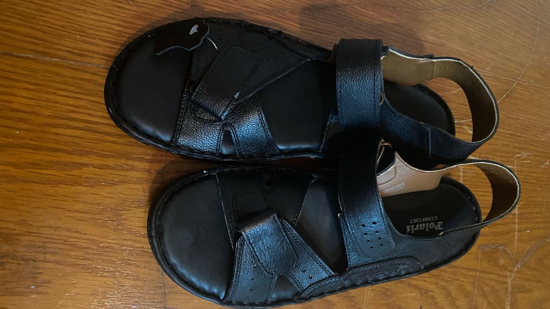 Erkek Siyah Deri Tokalı Sandalet - Görsel 2