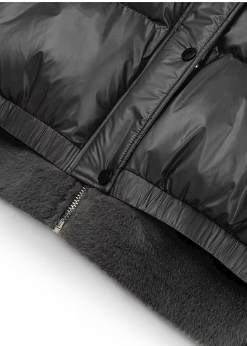 Gri twist yumuşacık Midi Kışlık Kadın Mont - Görsel 8