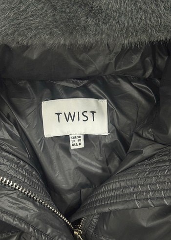 Gri twist yumuşacık Midi Kışlık Kadın Mont - Görsel 3