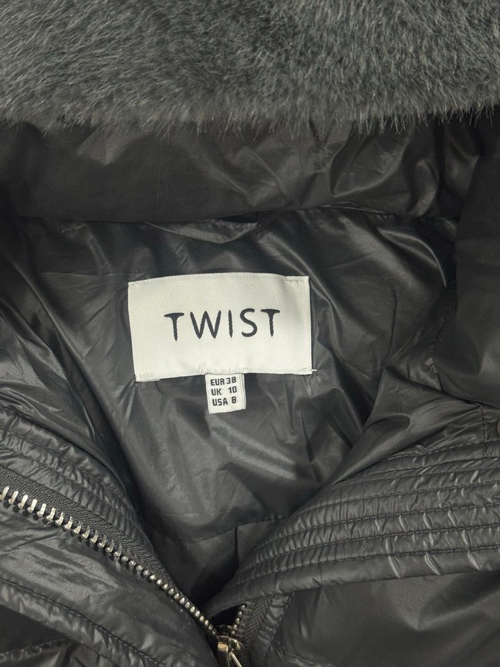 Gri twist yumuşacık  Midi Kışlık Kadın Mont - Görsel 3