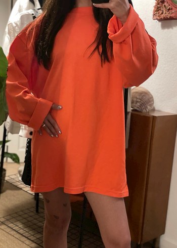 Turuncu Salaş Uzun Kollu Sweatshirt
