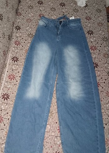 Kadın Mavi arkadan bağlamalı baggy pantolon