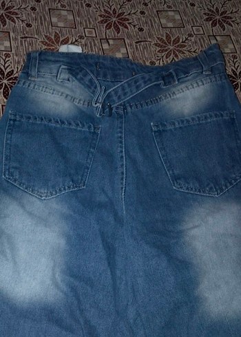 27 Beden mavi Renk Kadın Mavi arkadan bağlamalı baggy pantolon