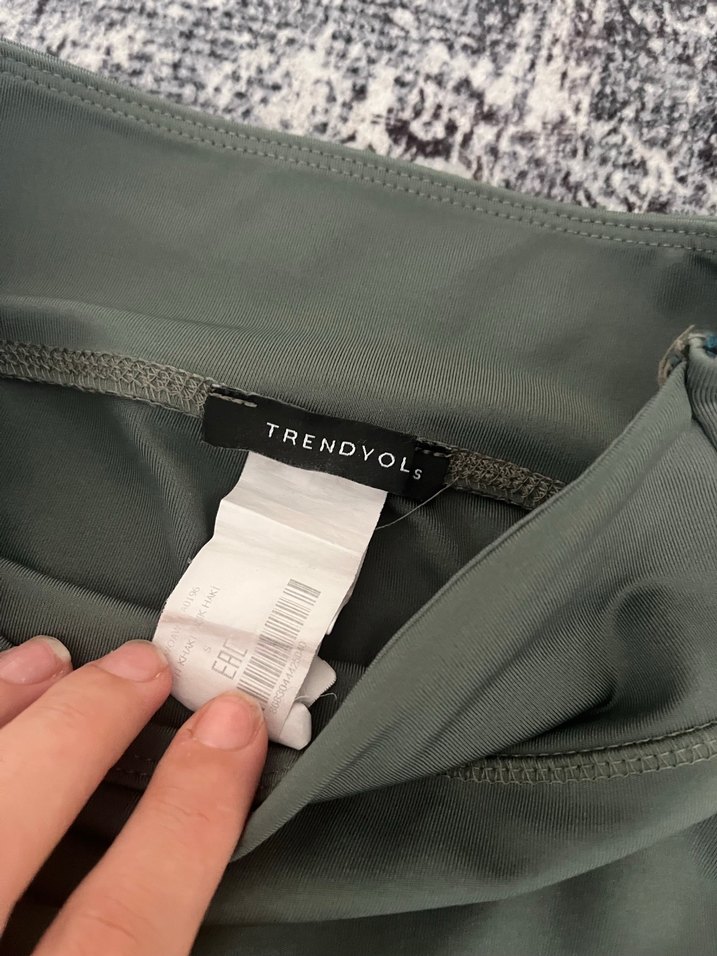 Fermuarlı Haki Kadın Tayt - Görsel 4