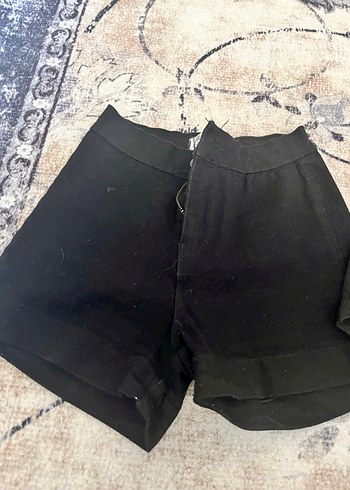 Düğmeli Siyah Mini Kadın Kot Şort - Görsel 2