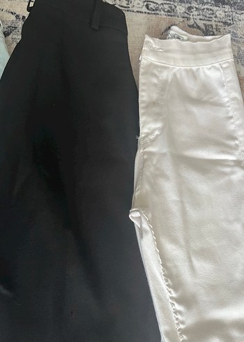 Beyaz Midi Keten Kadın Kumaş Pantolon - Görsel 2