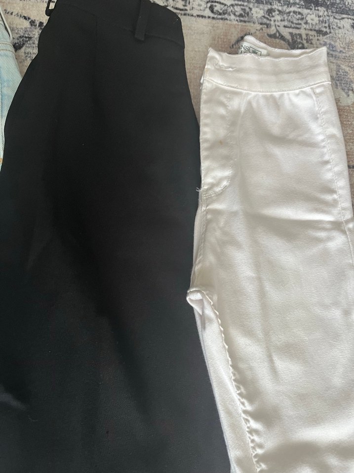 Beyaz Midi Keten Kadın Kumaş Pantolon - Görsel 2