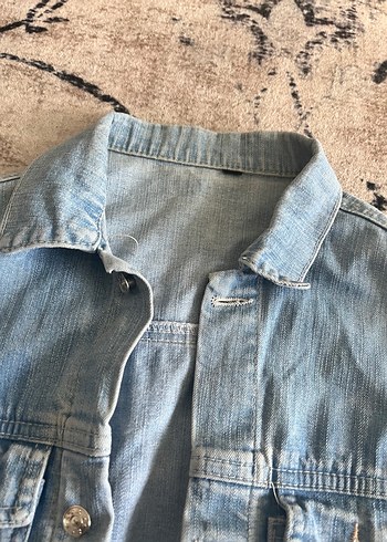 Düğmeli Mavi Denim Kadın Ceket - Görsel 2