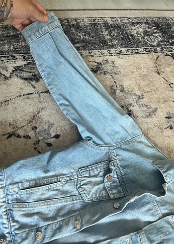 Düğmeli Mavi Denim Kadın Ceket - Görsel 4