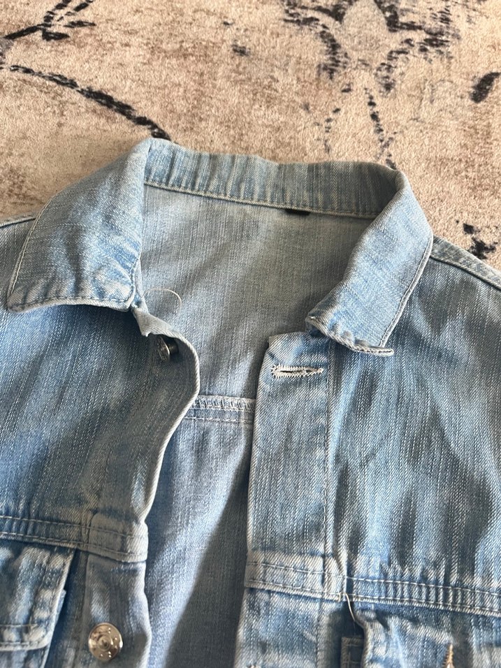 Düğmeli Mavi Denim Kadın Ceket - Görsel 2