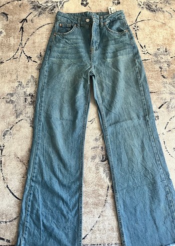 Düğmeli Salaş Kadın Mavi Denim Pantolon - Görsel 3