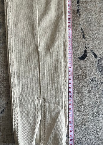 Düğmeli Bej Kadın Kot Pantolon - Görsel 2