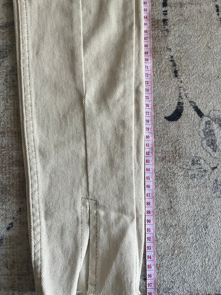 Düğmeli Bej Kadın Kot Pantolon - Görsel 2