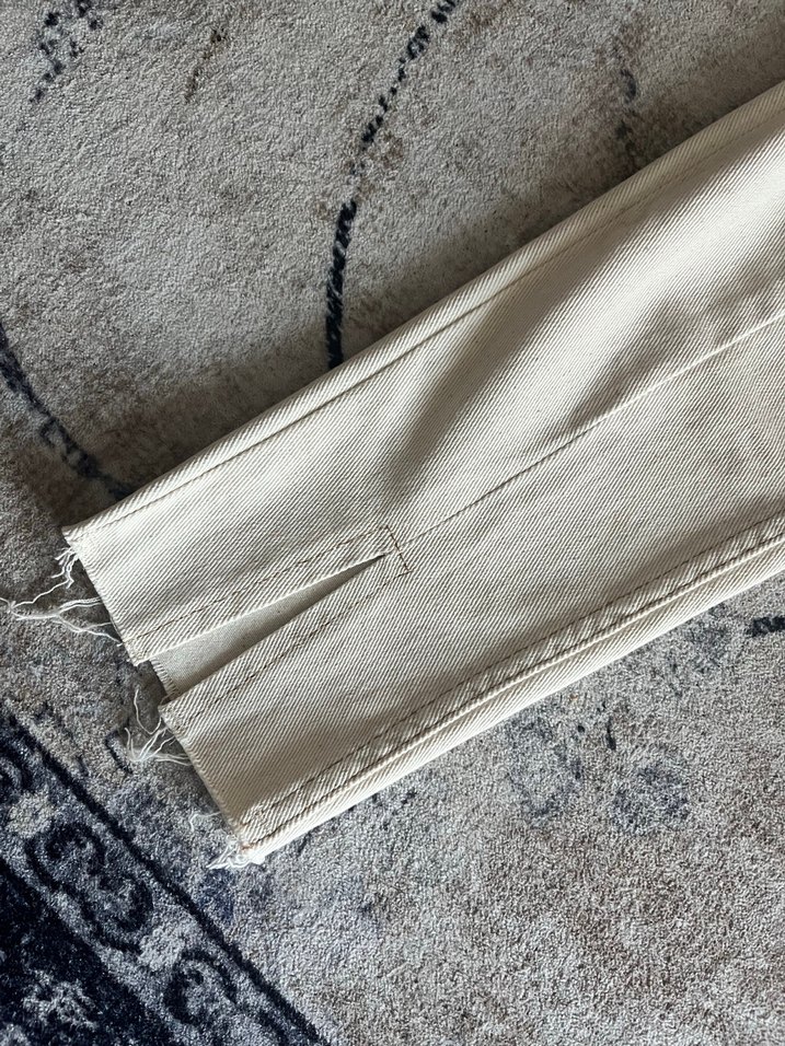 Düğmeli Bej Kadın Kot Pantolon - Görsel 5