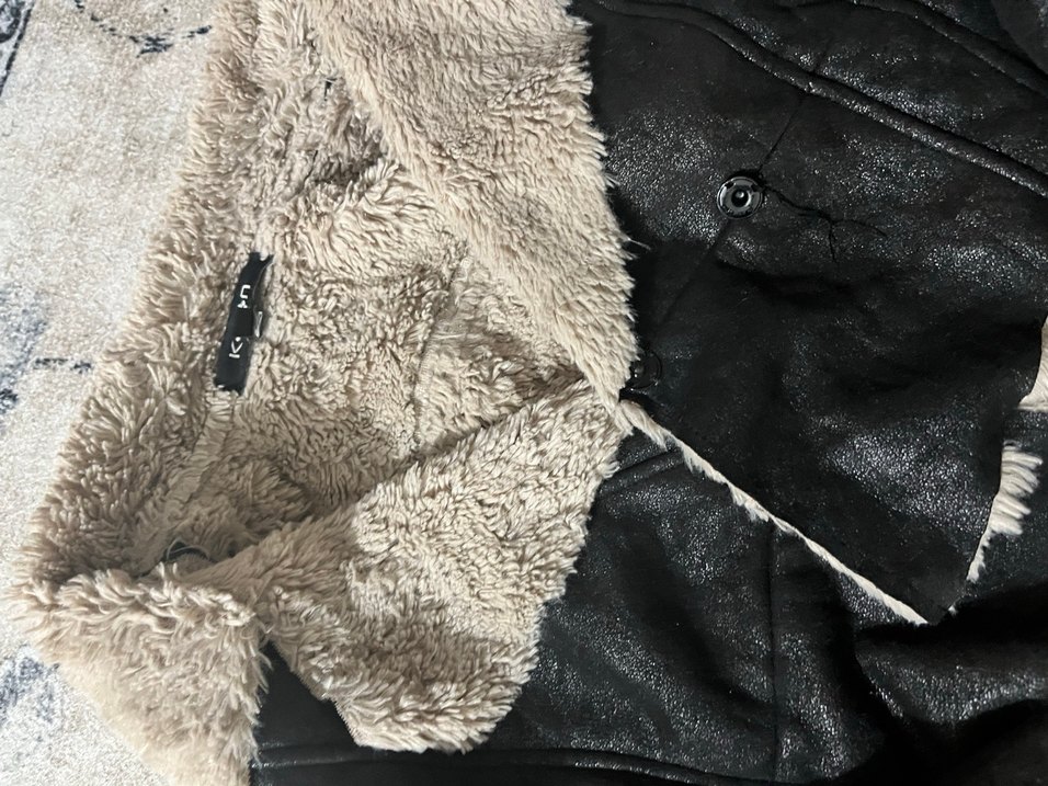 Kadın Gri Midi Boy Kürklü Yün Kaban - Görsel 2