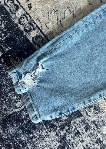 Düğmeli Kadın Mavi Denim Jean - Görsel 5