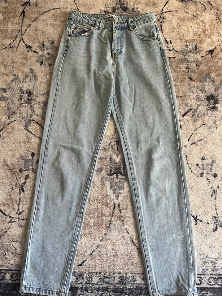 Gri Loose Fit Midi Denim Kadın Kot Pantolon - Görsel 2