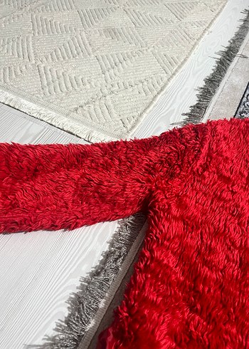 Kadın Kırmızı Suni Kürk Ceket - Görsel 3