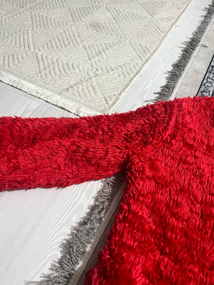 Kadın Kırmızı Suni Kürk Ceket - Görsel 3