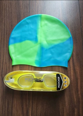 Renkli Tie-Dye Şeffaf Yüzücü Gözlüğü ve Bone Seti - Görsel 2